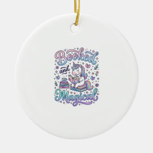 Unicorn Booked and Magical Gift Idea Typography De Ceramic Tree Decoration