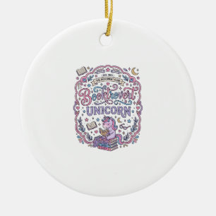 Unicorn Booktrovert Unicorn Playful Cute Gift Desi Ceramic Tree Decoration