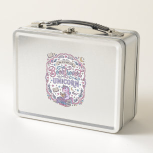 Unicorn Booktrovert Unicorn Playful Cute Gift Desi Metal Lunch Box