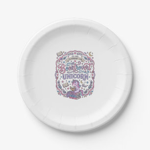 Unicorn Booktrovert Unicorn Playful Cute Gift Desi Paper Plate