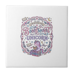 Unicorn Booktrovert Unicorn Playful Cute Gift Desi Tile