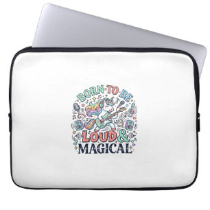 Unicorn Born to Be Loud and Magical Original White Laptop Sleeve