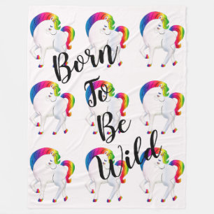 Unicorn Born to be Wild Fleece Blanket