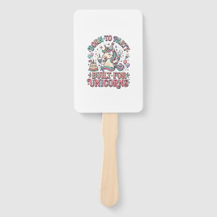 Unicorn Born to Party Built for Unicorns Retro Sty Hand Fan