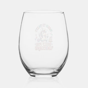 Unicorn Born to Party Built for Unicorns Retro Sty Stemless Wine Glass