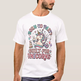 Unicorn Born to Party Built for Unicorns Retro Sty T-Shirt