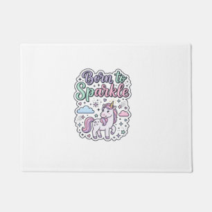 Unicorn Born to Sparkle Graphic Design Merch Desig Doormat