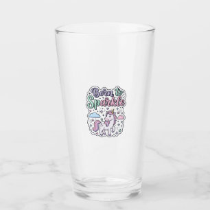 Unicorn Born to Sparkle Graphic Design Merch Desig Glass