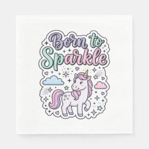 Unicorn Born to Sparkle Graphic Design Merch Desig Napkin