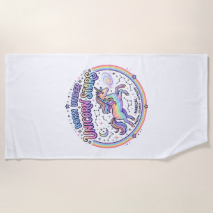 Unicorn Born Under Unicorn Stars Funny Print on De Beach Towel