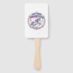 Unicorn Born Under Unicorn Stars Funny Print on De Hand Fan