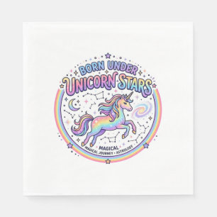 Unicorn Born Under Unicorn Stars Funny Print on De Napkin