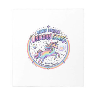 Unicorn Born Under Unicorn Stars Funny Print on De Notepad