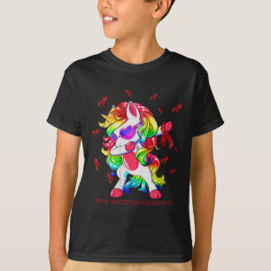 Unicorn Brain Aneurysm Awareness Ribbon Gifts T-Shirt