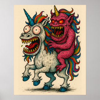 Unicorn & Brain Monster Poster