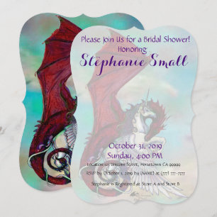 Unicorn Bridal Shower Invitation Red Dragon