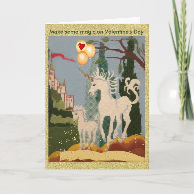 Unicorn Brings Magic on Valentine's Day Card (Front)