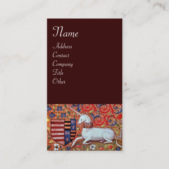UNICORN ,brown Business Card (Front)