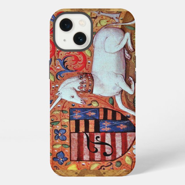 UNICORN Brown Parchment Monogram iPhone Case (Back)