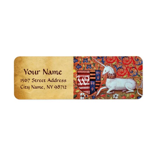UNICORN BROWN PARCHMENT Monogram Return Address Label