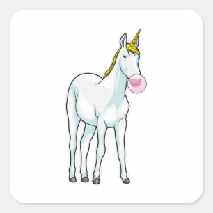 Unicorn Bubble gum Square Sticker