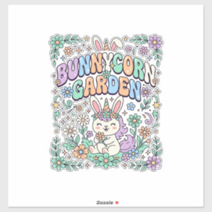 Unicorn Bunnycorn Garden Kawaii Typography Design_