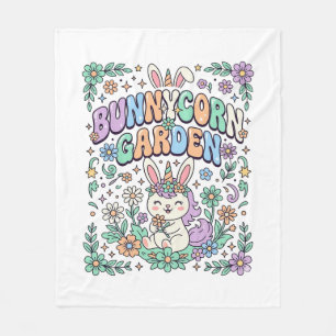 Unicorn Bunnycorn Garden Kawaii Typography Design_ Fleece Blanket