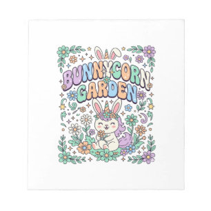 Unicorn Bunnycorn Garden Kawaii Typography Design_ Notepad