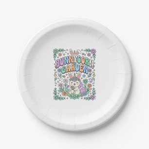 Unicorn Bunnycorn Garden Kawaii Typography Design_ Paper Plate