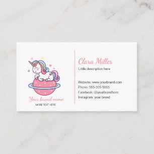 Unicorn business card pink blue moon