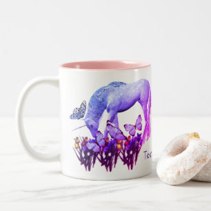 Unicorn Butterflies Fantasy Art Personalised  Two-Tone Coffee Mug
