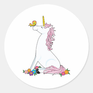 Unicorn Butterfly Classic Round Sticker