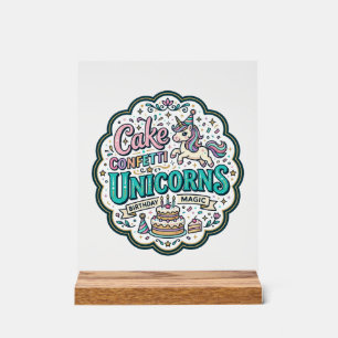 Unicorn Cake Confetti Unicorns POD Ready POD Artwo Acrylic Sign