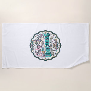 Unicorn Cake Confetti Unicorns POD Ready POD Artwo Beach Towel