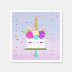 Unicorn Cake Party Napkin Pink Purple Gold