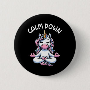 Unicorn Calm Down Yoga Meditation 6 Cm Round Badge