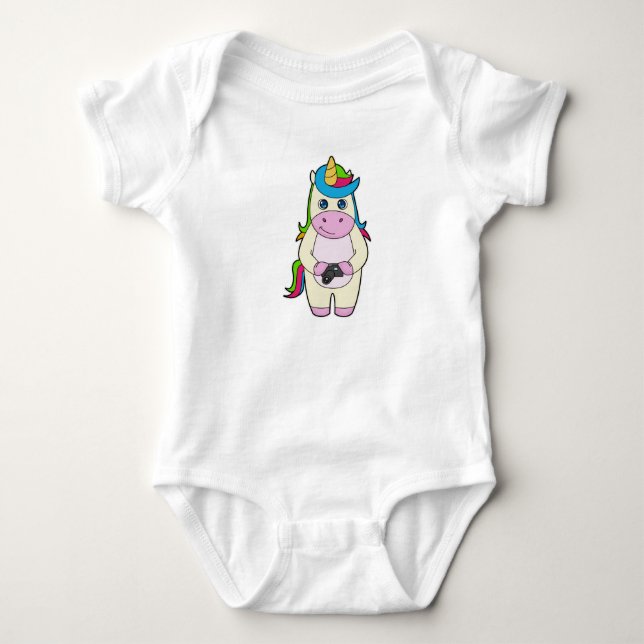 Unicorn Camera Baby Bodysuit (Front)
