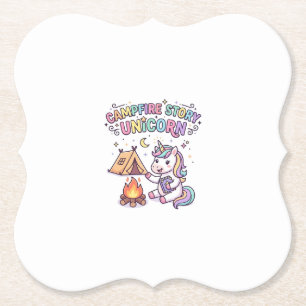 Unicorn Campfire Story Unicorn Charming POD Artwor Paper Coaster