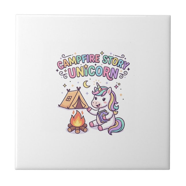 Unicorn Campfire Story Unicorn Charming POD Artwor Tile (Front)