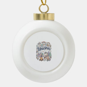 Unicorn Campfire Unicorn Premium Vector Sticker an Ceramic Ball Christmas Ornament
