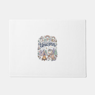 Unicorn Campfire Unicorn Premium Vector Sticker an Doormat