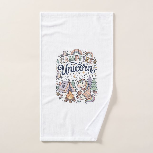 Unicorn Campfire Unicorn Premium Vector Sticker an Hand Towel (Hand Towel)