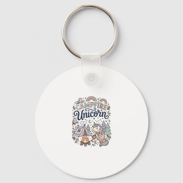 Unicorn Campfire Unicorn Premium Vector Sticker an Key Ring (Front)