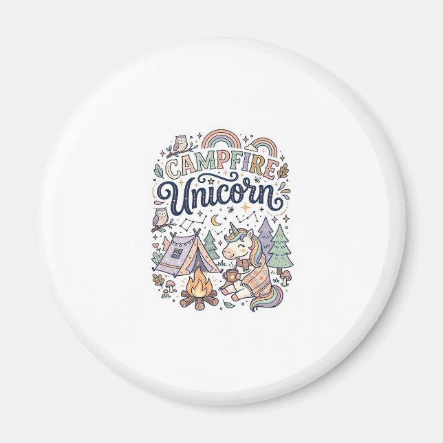 Unicorn Campfire Unicorn Premium Vector Sticker an Magnet (Front)