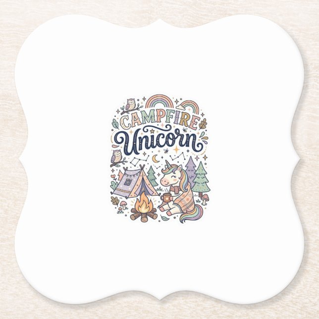 Unicorn Campfire Unicorn Premium Vector Sticker an Paper Coaster (Front)