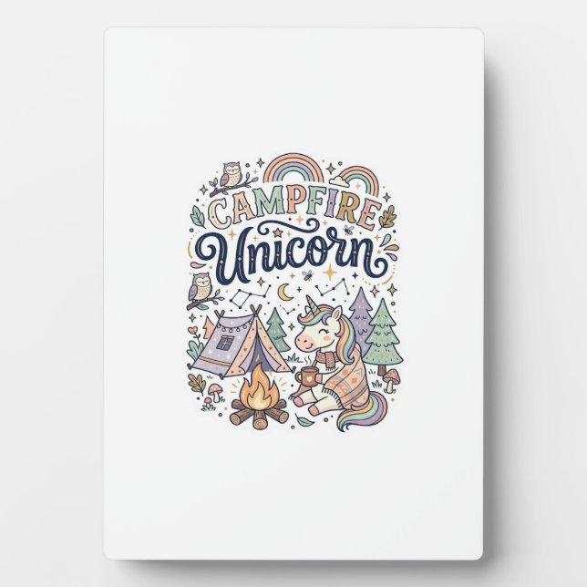 Unicorn Campfire Unicorn Premium Vector Sticker an Plaque (Front)