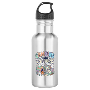 Unicorn Camping with Unicorns Kawaii Sticker and S 532 Ml Water Bottle