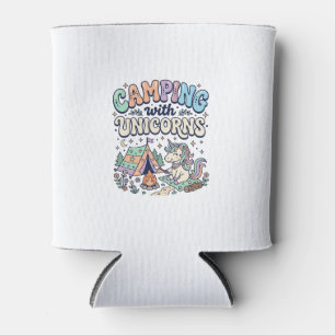 Unicorn Camping with Unicorns Kawaii Sticker and S Can Cooler