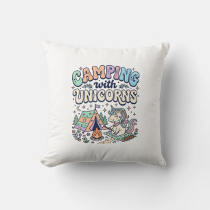 Unicorn Camping with Unicorns Kawaii Sticker and S Cushion