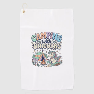 Unicorn Camping with Unicorns Kawaii Sticker and S Golf Towel